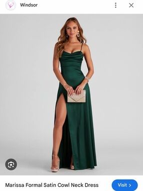 Windsor Satin Cowl Neck Maxi Dress in Emerald